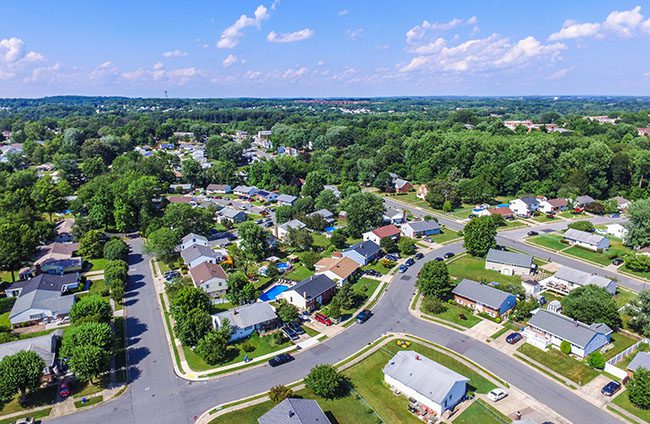 Birds-eye view of a neighborhood